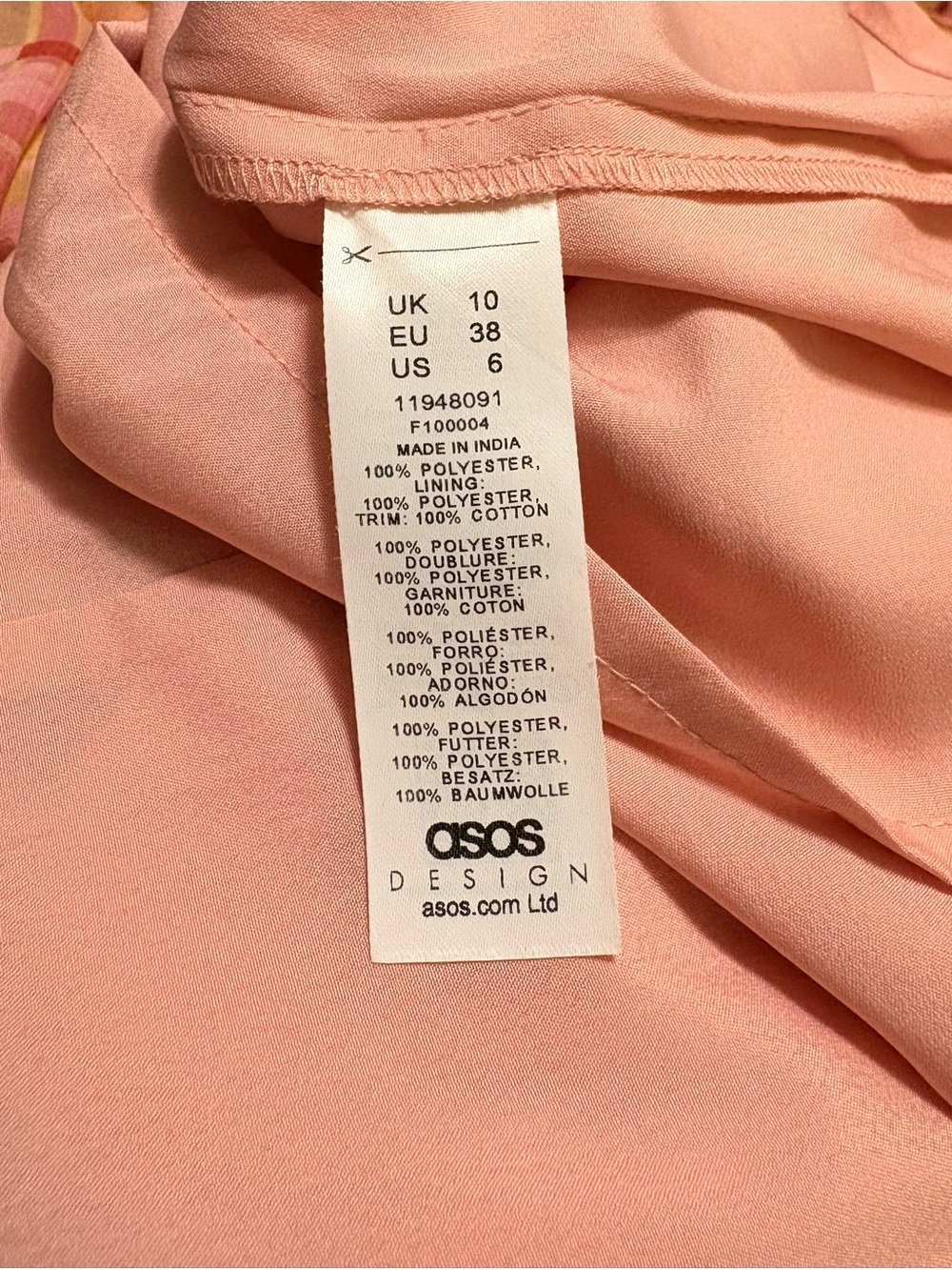 ASOS Peach Plaid Jumpsuit with Puff Sleeves - Picture 6 of 6